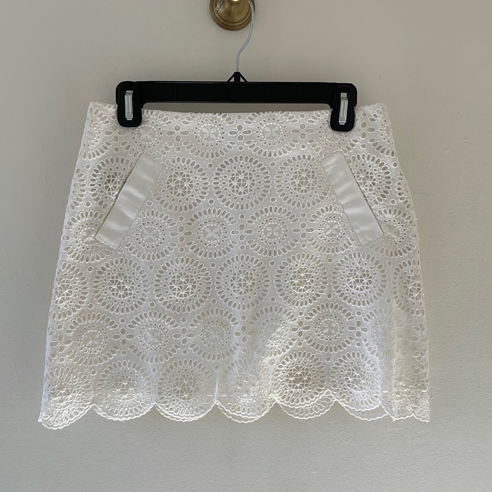 j crew white eyelet scalloped skirt